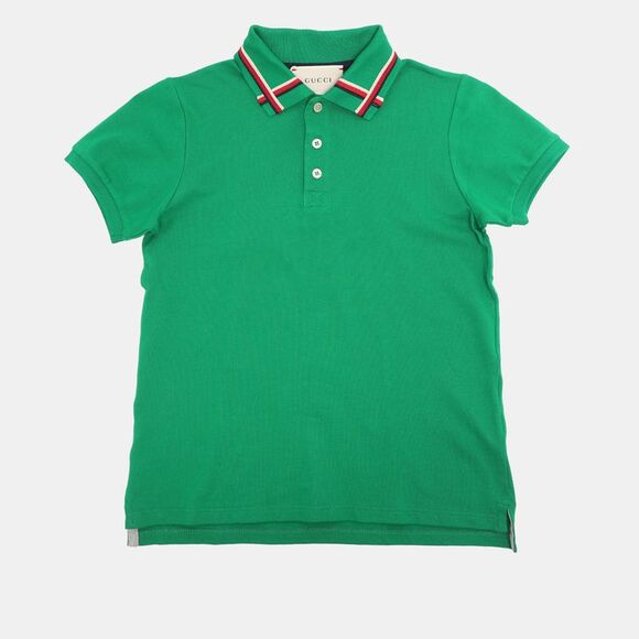 Gucci Green Web Collar Jersey Polo T-Shirt 8 Yrs